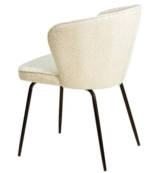 Silla Comedor Tejido Bouclé Blanco, 56 Cm