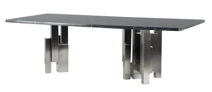 Mesa Comedor Estilo Art Decó Aires Modernos Acero Inoxidable/ Mármol Kulwin, 250 Cm