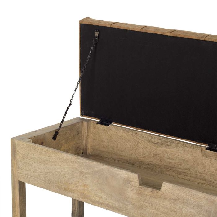 Banco con Arcón Símil Piel Madera Mango, 130 Cm