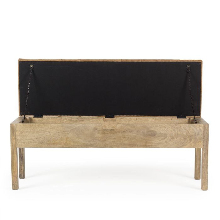 Banco con Arcón Símil Piel Madera Mango, 130 Cm