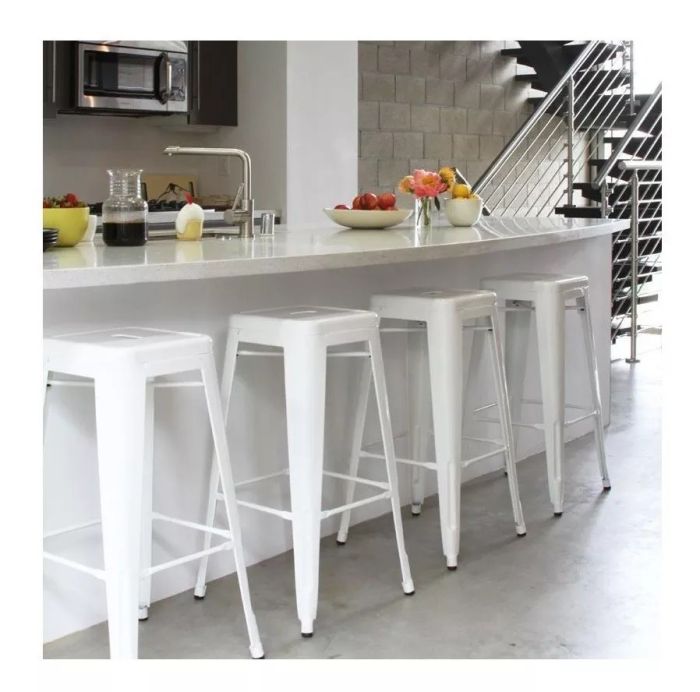 Taburete Industrial Metálico Blanco