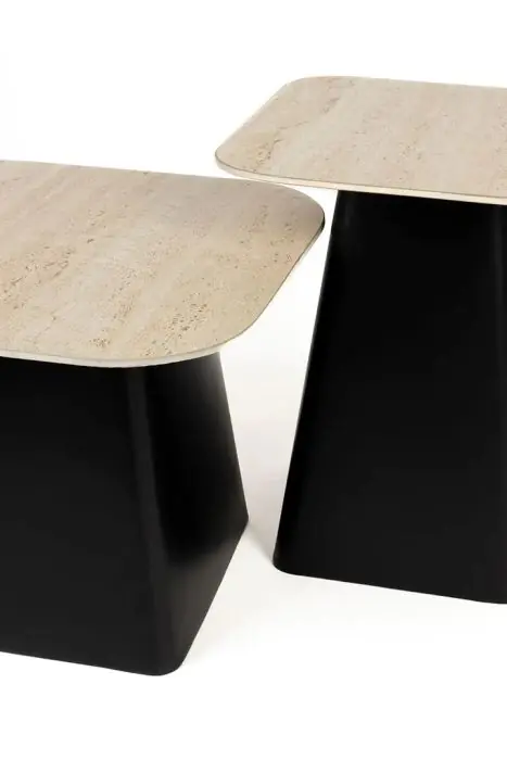J/2 Mesa Auxiliar Cerámica Beige Hierro, 42 Cm