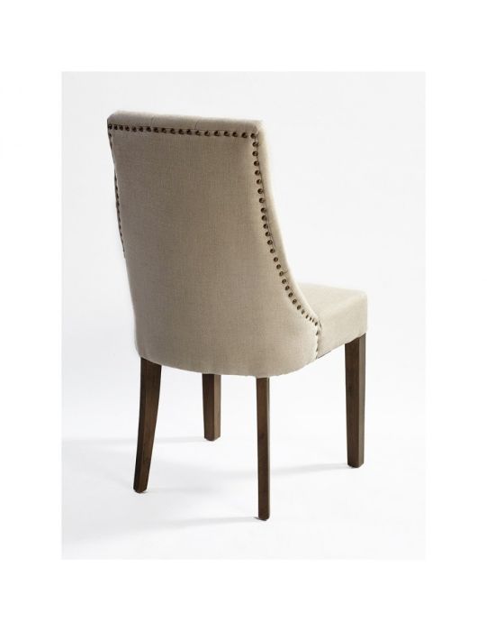 Silla vintage capitoné, Beige Lino Bourd  99 Cm