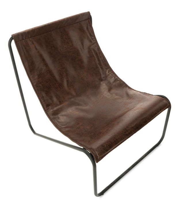 Sillón Belevi de P.Piel Marrón, 65 Cm