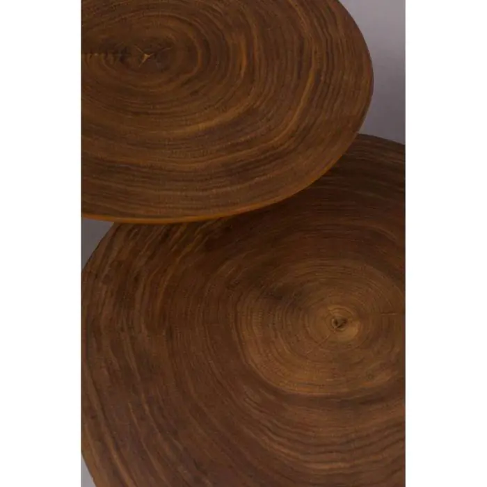 Mesa Auxiliar Madera Mdf Nogal Hierro Negro