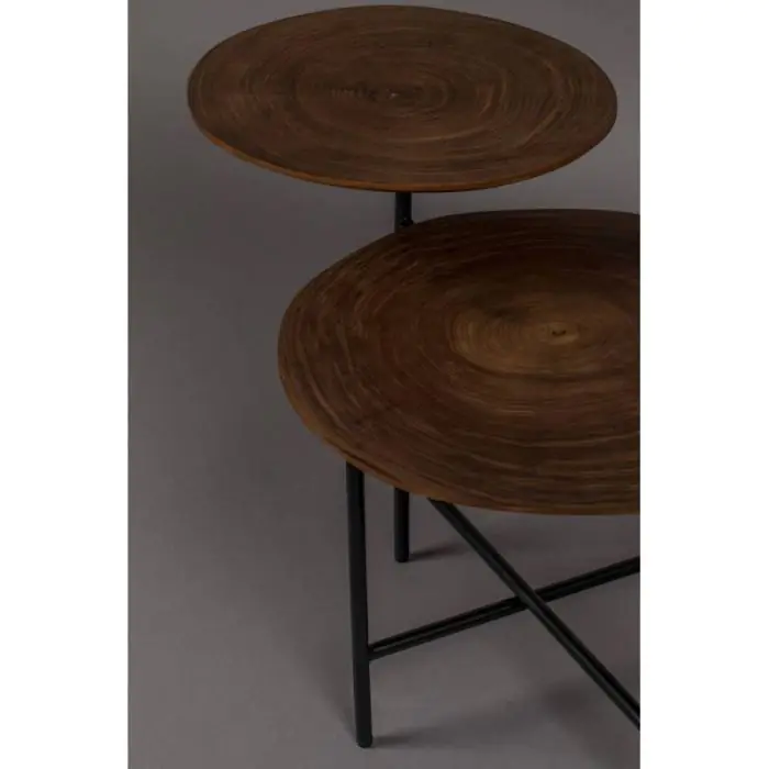 Mesa Auxiliar Vintage Nogal Hierro Negro, 75 Cm