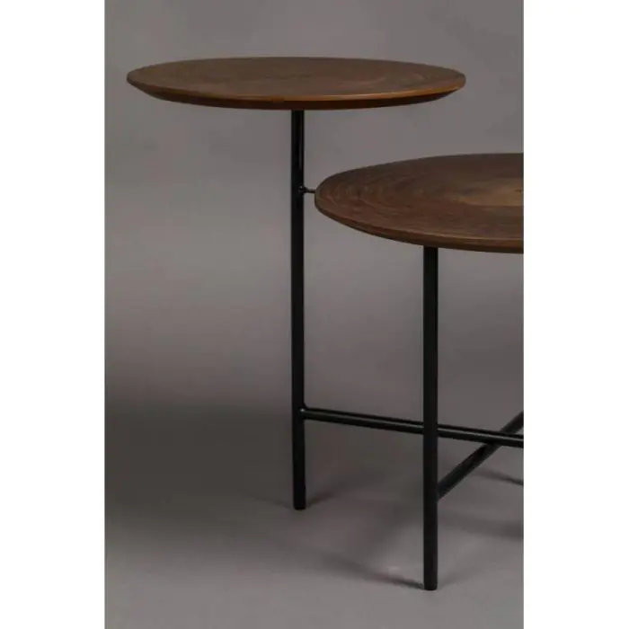 Mesa Auxiliar Vintage Nogal Hierro Negro, 75 Cm