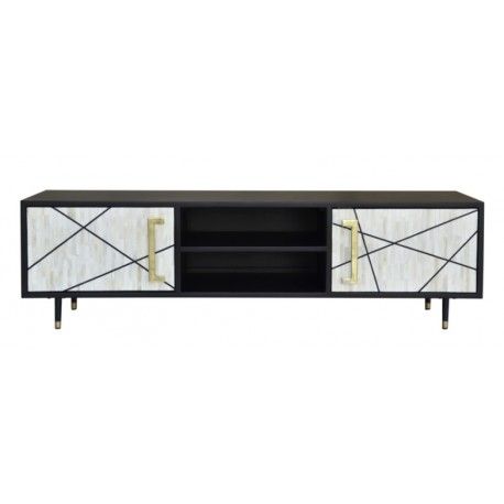 Mueble TV Miska Hueso Metal Oro/Negro