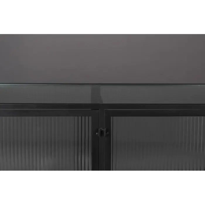 Aparador Industrial Vidrio Hierro Negro, 150 Cm