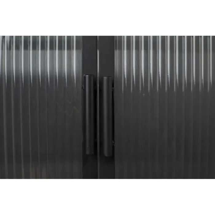 Aparador Industrial Vidrio Hierro Negro, 150 Cm