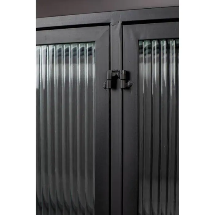 Aparador Industrial Vidrio Hierro Negro, 150 Cm