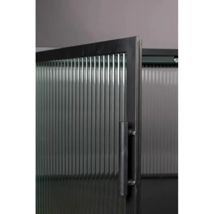 Aparador Industrial Vidrio Hierro Negro, 150 Cm