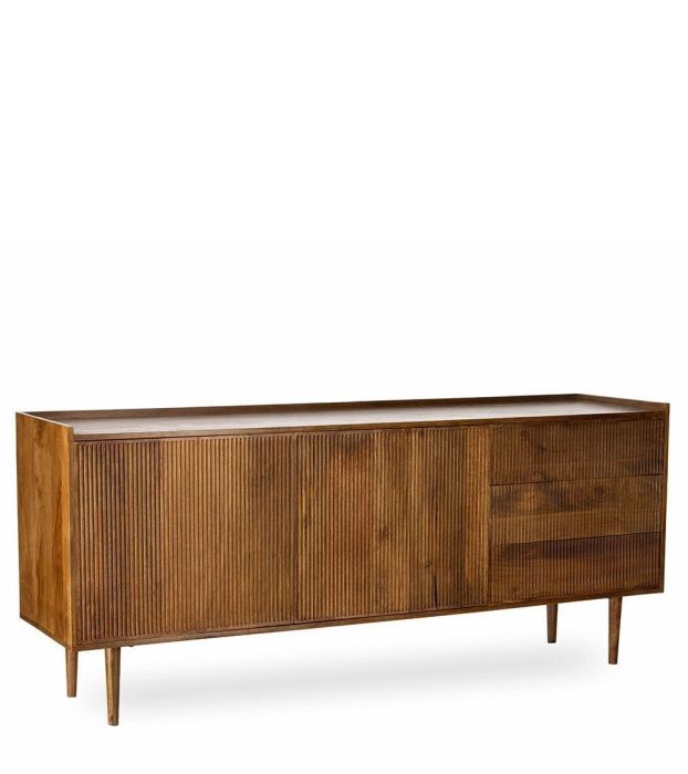 Aparador 2 Puertas 3 Cajones Madera Mango Color Miel, 174 Cm