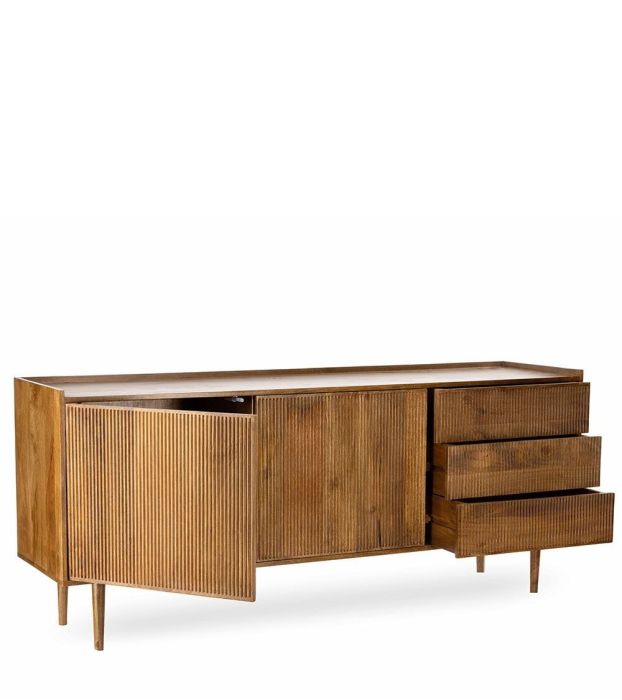 Aparador 2 Puertas 3 Cajones Madera Mango Color Miel, 174 Cm
