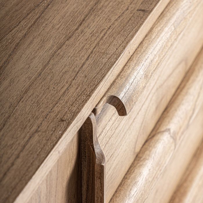 Aparador 2 Puertas 3 Cajones Madera Mindi Natural, 180 Cm
