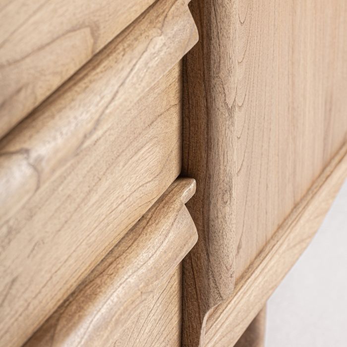 Aparador 2 Puertas 3 Cajones Madera Mindi Natural, 180 Cm