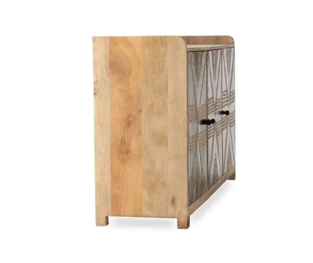 Aparador Relieve Étnico Madera Mango Natural Negro, 140 Cm