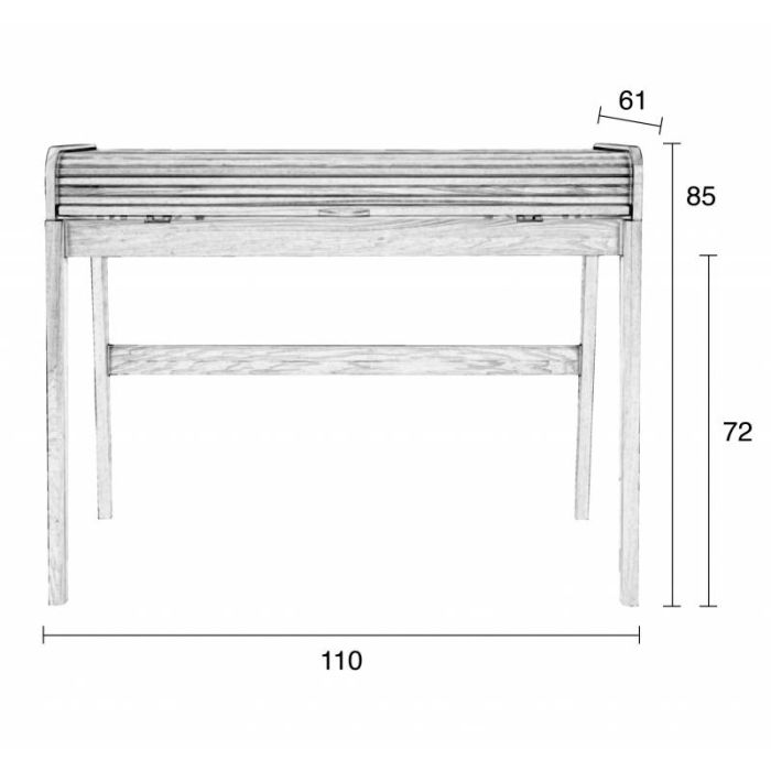 Mesa Escritorio Retráctil Madera Natural, 110 Cm
