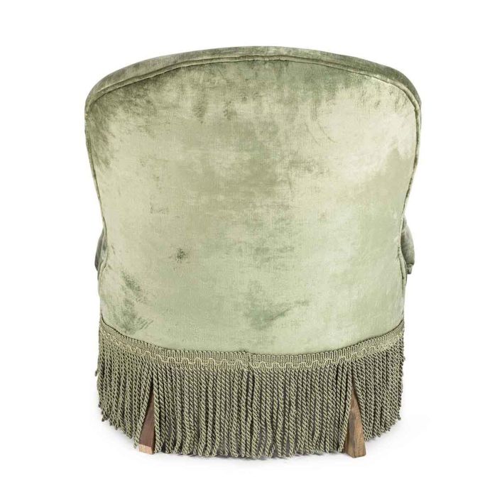 Butaca Flecos Tapizado Terciopelo Verde, 61 Cm