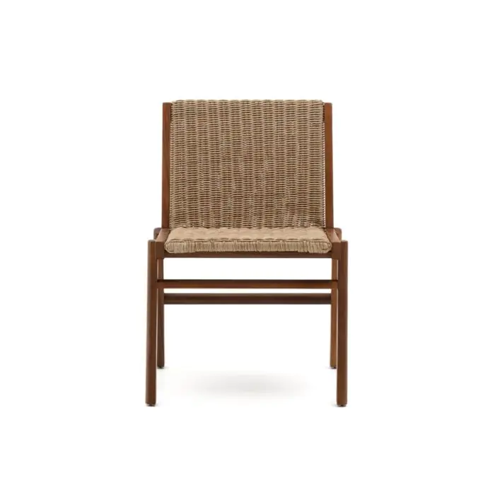 Silla Madera Maciza Acacia Ratán Sintético, 56 Cm