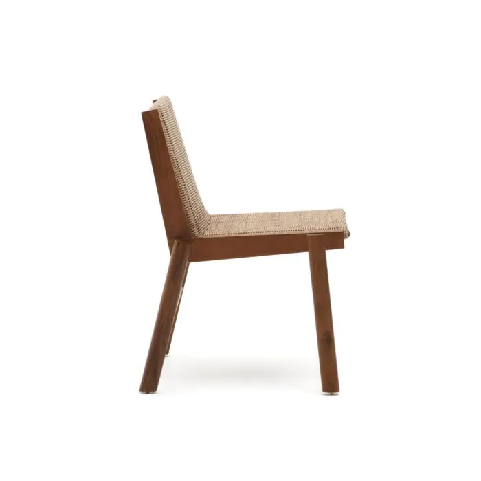 Silla Madera Maciza Acacia Ratán Sintético, 56 Cm