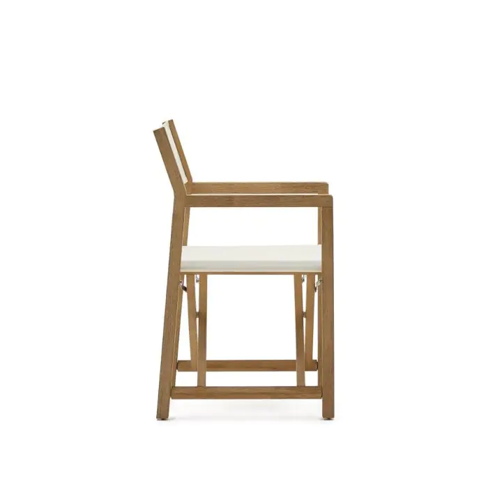 Silla Plegable Exterior Blanco Madera Maciza Acacia, 56 Cm