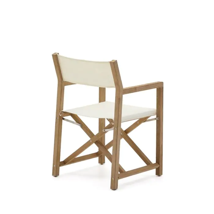 Silla Plegable Exterior Blanco Madera Maciza Acacia, 56 Cm