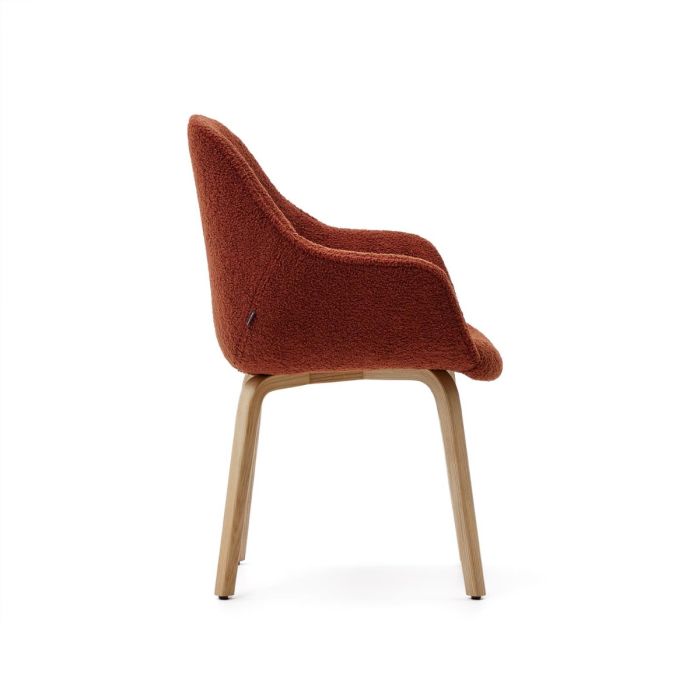 Silla Tejido Borreguito Terracota Madera Fresno Natural, 63 Cm