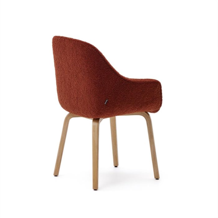 Silla Tejido Borreguito Terracota Madera Fresno Natural, 63 Cm