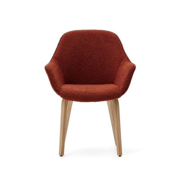 Silla Tejido Borreguito Terracota Madera Fresno Natural, 63 Cm