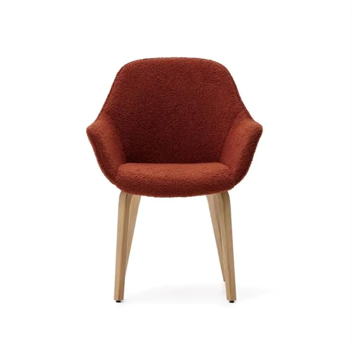 Silla Tejido Borreguito Terracota Madera Fresno Natural, 63 Cm
