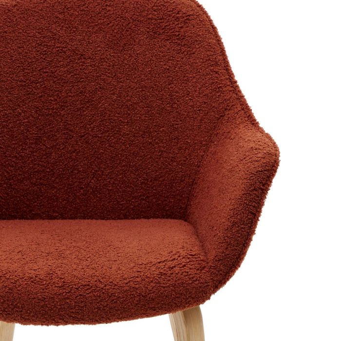 Silla Tejido Borreguito Terracota Madera Fresno Natural, 63 Cm
