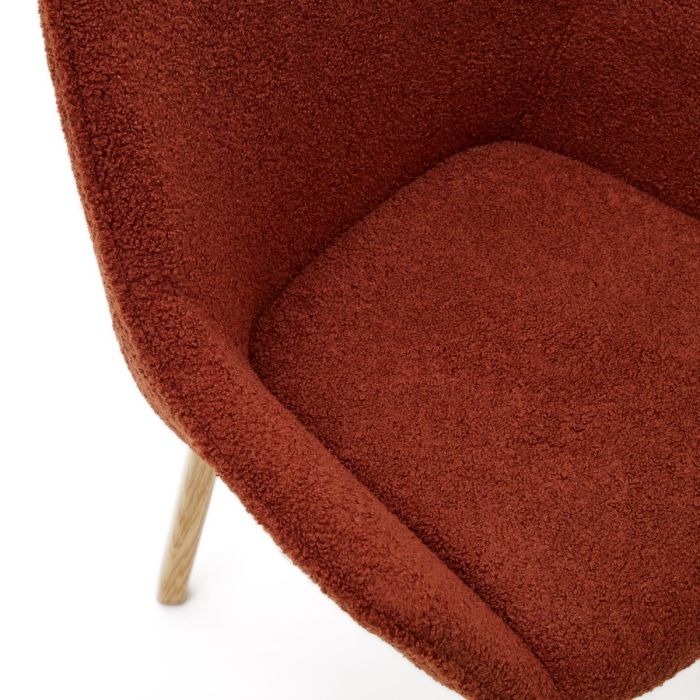 Silla Tejido Borreguito Terracota Madera Fresno Natural, 63 Cm