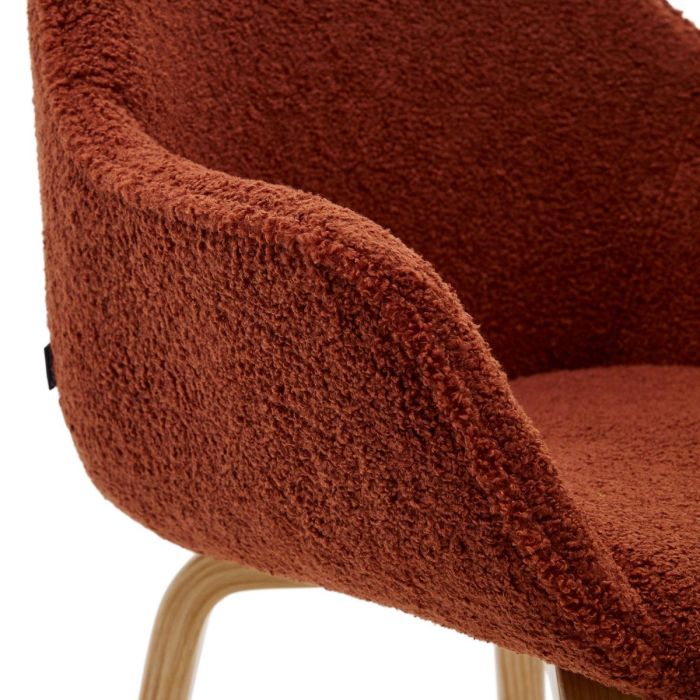 Silla Tejido Borreguito Terracota Madera Fresno Natural, 63 Cm