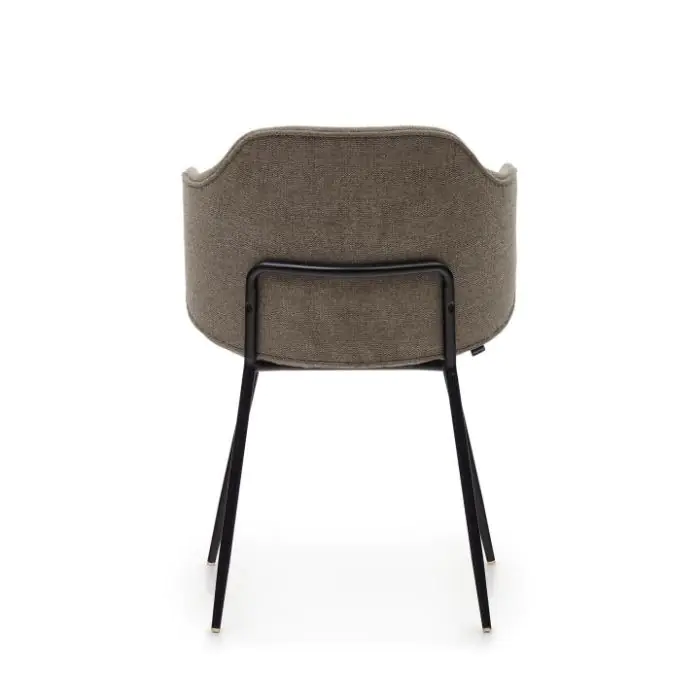 Silla Tejido Marrón Acero Acabado Pintado Negro, 56 Cm