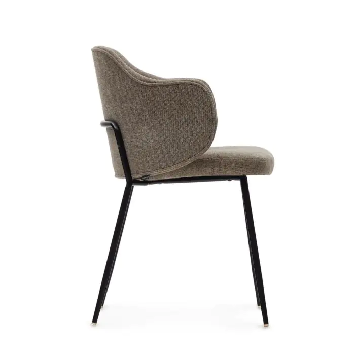 Silla Tejido Marrón Acero Acabado Pintado Negro, 56 Cm