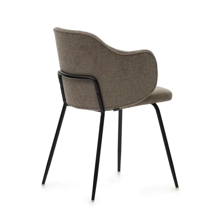 Silla Tejido Marrón Acero Acabado Pintado Negro, 56 Cm