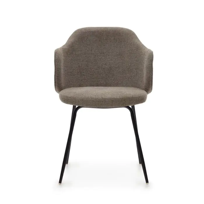 Silla Yunia Tejido Marrón Acero Acabado Pintado Negro, 56 Cm