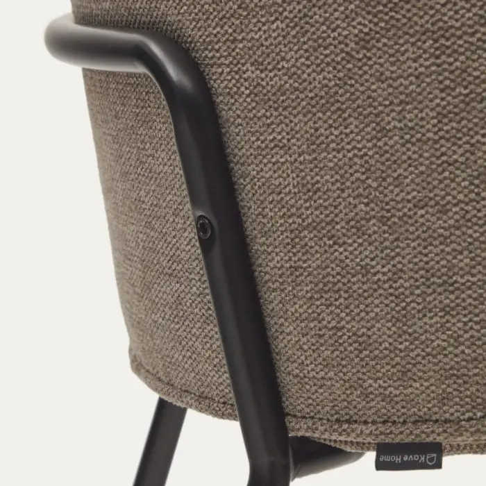 Silla Tejido Marrón Acero Acabado Pintado Negro, 56 Cm