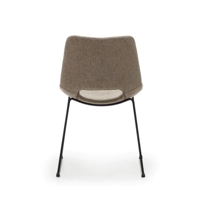 Silla Tejido Marrón Acero Negro, 49 Cm
