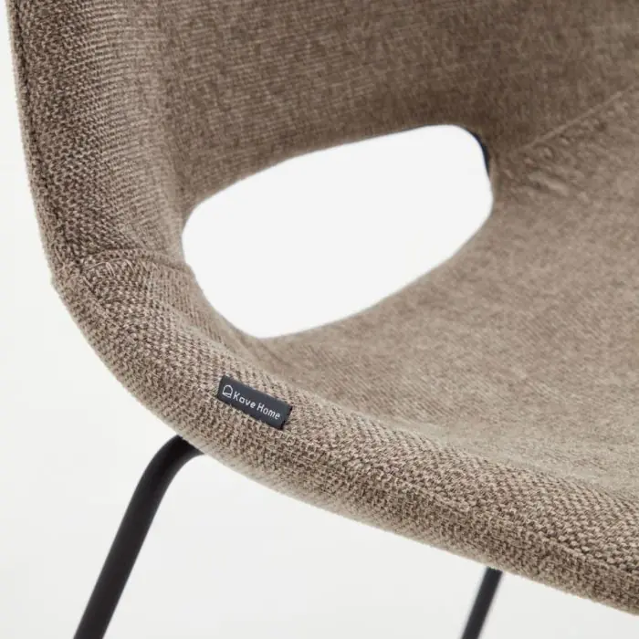 Silla Tejido Marrón Acero Negro, 49 Cm