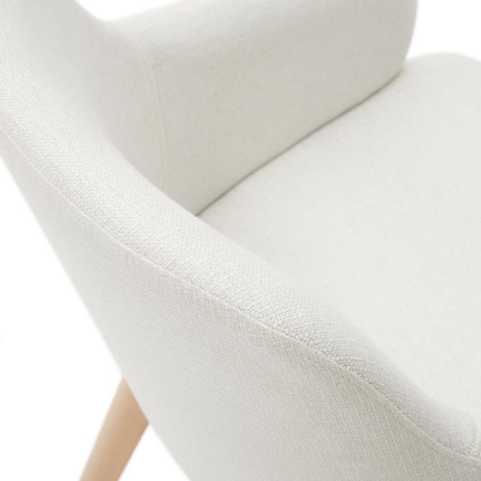 Silla Chenilla Beige Madera Haya, 56 Cm