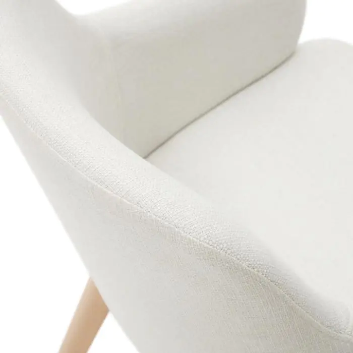 Silla Chenilla Beige Madera Haya, 56 Cm