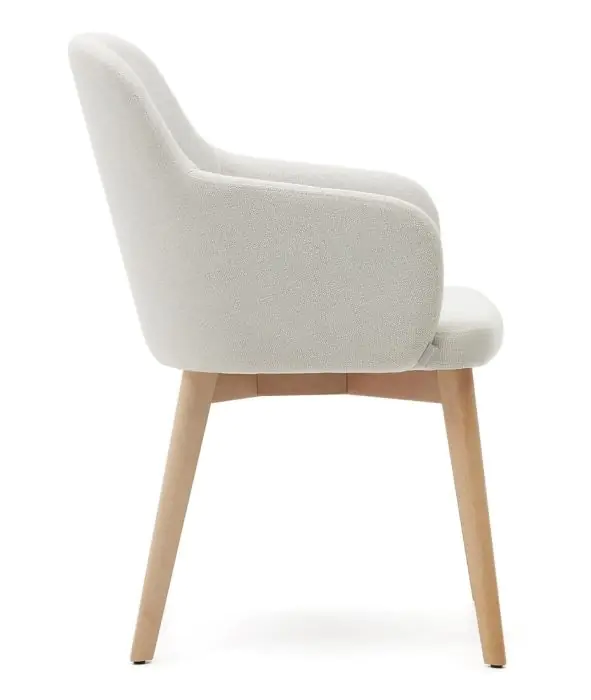 Silla Chenilla Beige Madera Haya, 56 Cm