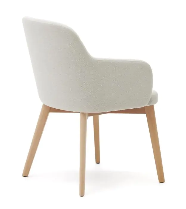 Silla Chenilla Beige Madera Haya, 56 Cm
