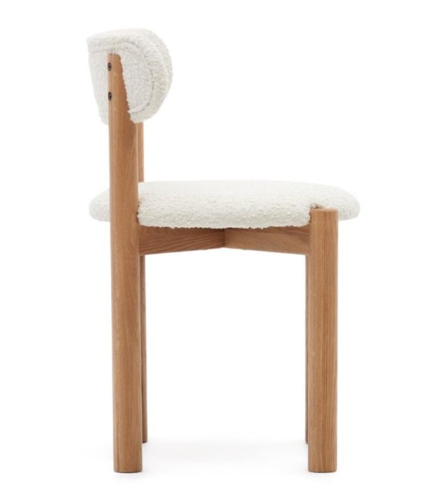 Silla Borreguito Blanco Madera Roble Natural, 51 Cm