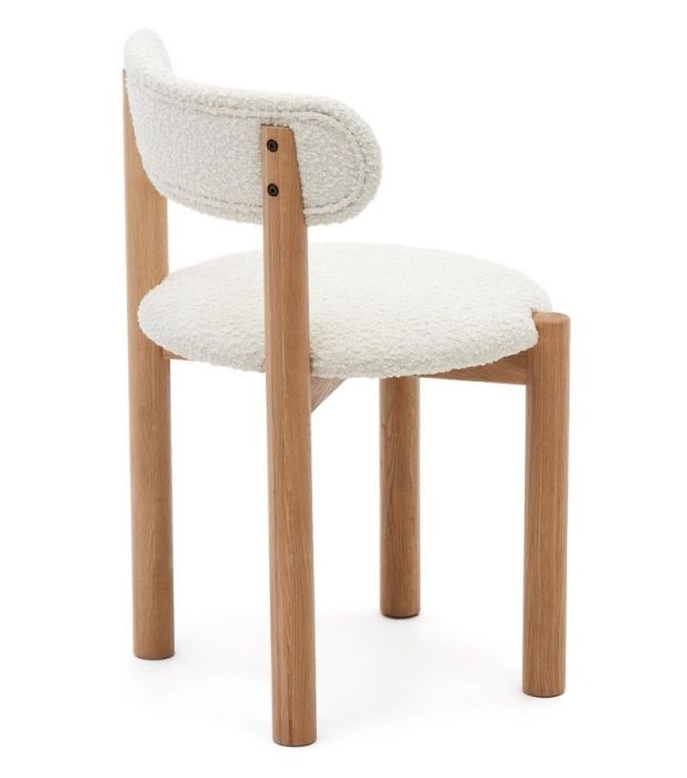 Silla Borreguito Blanco Madera Roble Natural, 51 Cm