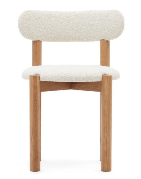 Silla Borreguito Blanco Madera Roble Natural, 51 Cm