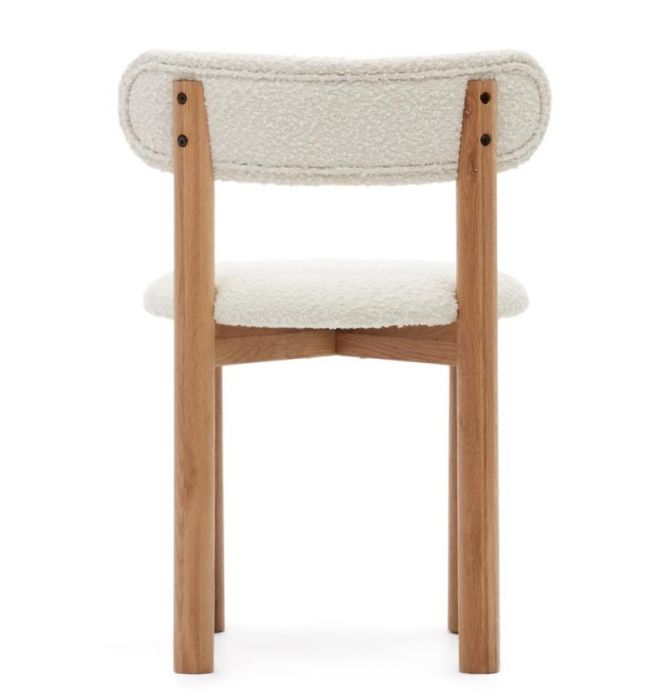 Silla Borreguito Blanco Madera Roble Natural, 51 Cm