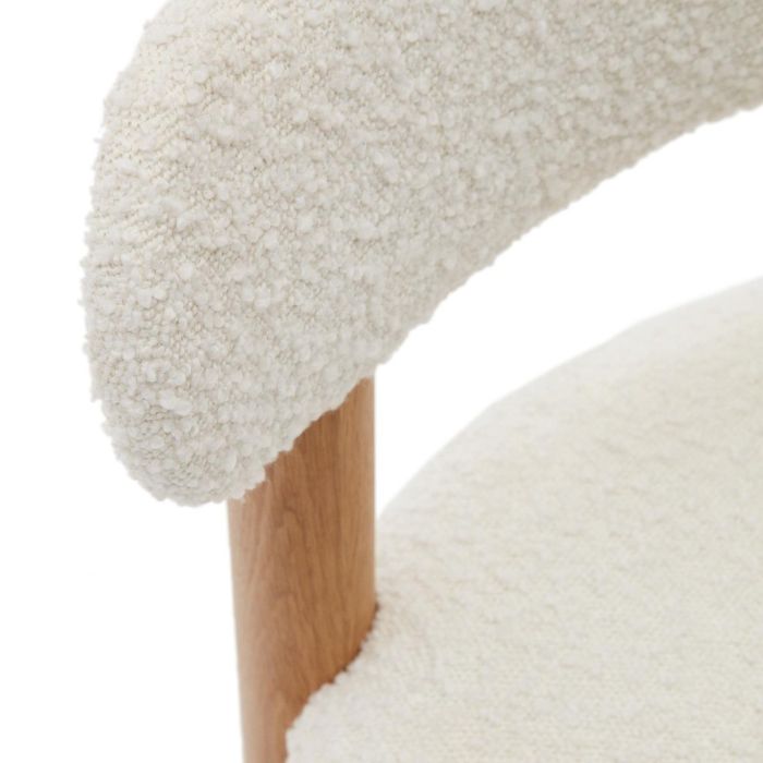 Silla Borreguito Blanco Madera Roble Natural, 51 Cm
